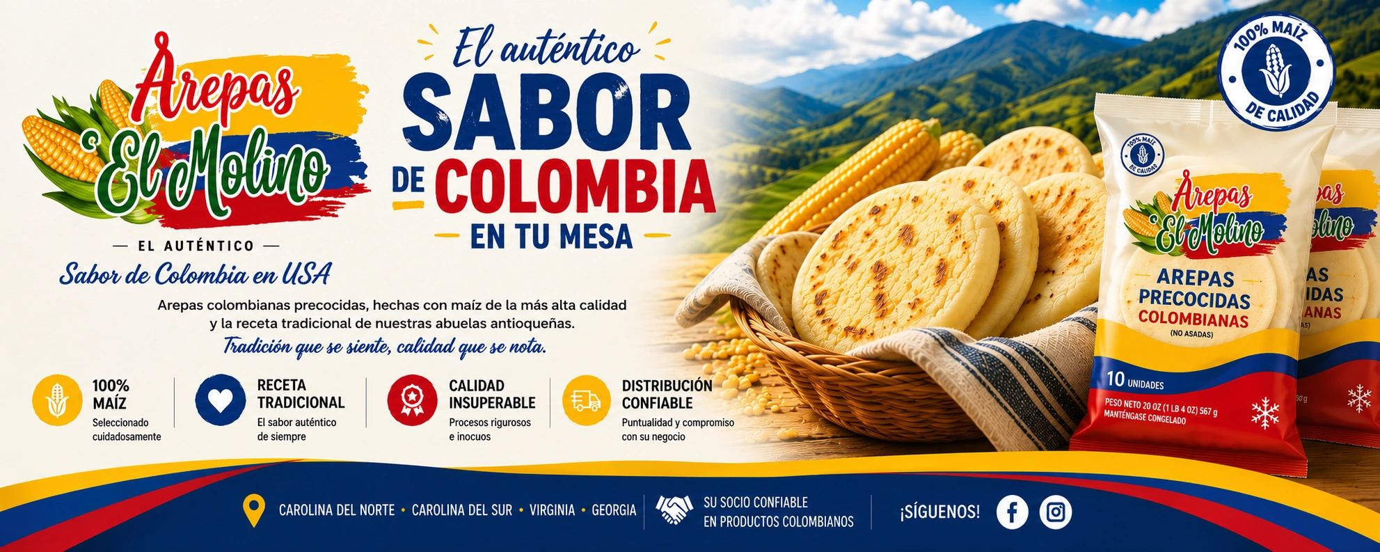 Banner promocional de Arepas El Molino